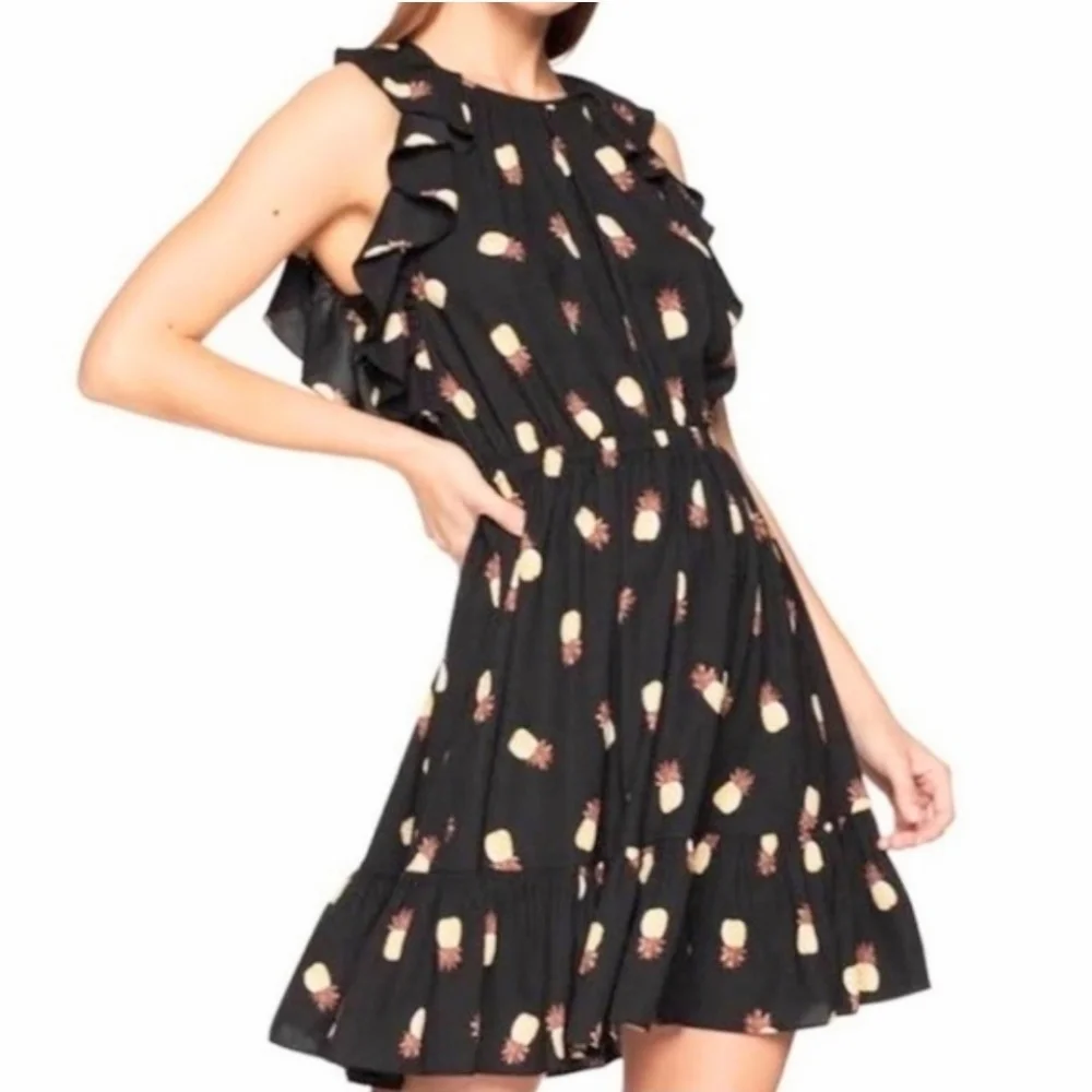 Kate Spade Pineapple Ruffle Sleeve Mini Dress, Size S